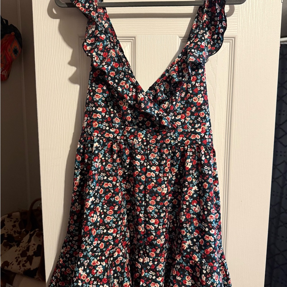 SHEIN Red and White Floral Jumpsuit